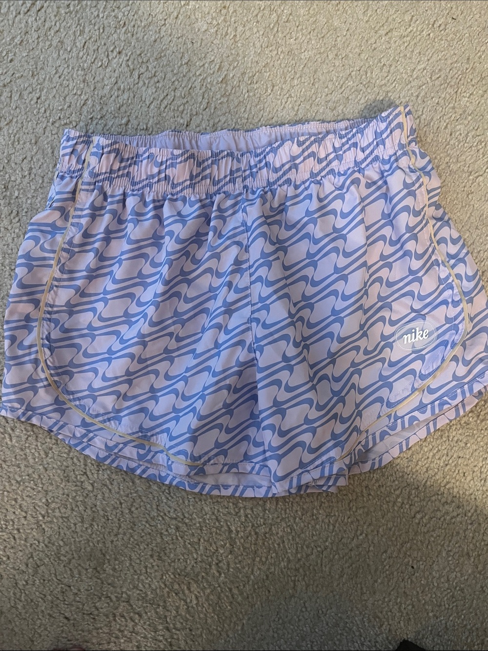 Nike Women's Lavender and Light Blue Wave Print Athletic Shorts